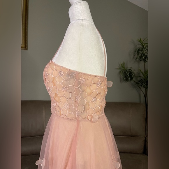 NWT Zac Posen Blush Floral Appliqué Tulle Gown Sz 6 Formal Holiday Event Gala - Picture 3 of 11